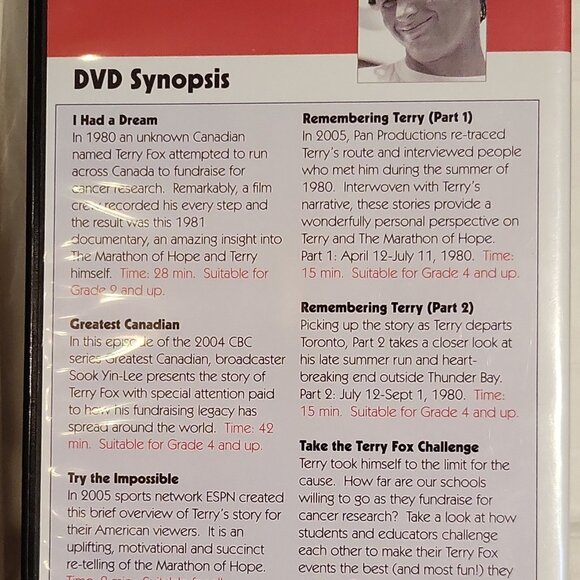 Terry Fox 2 New + Open DVDs - HC Book / Button / VHS Video - Picture 10 of 14